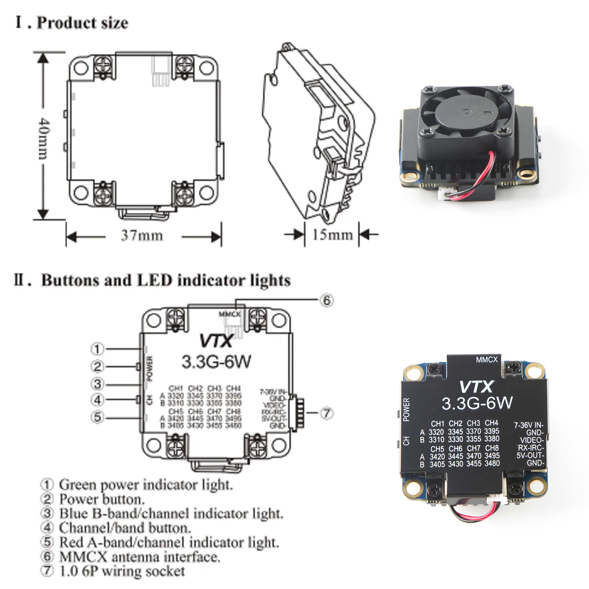 FPV Video Transmitter 3.3G 6W  – Fpv Drone Vtx recenzja i cena